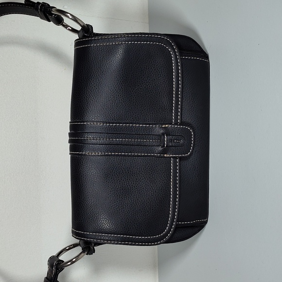 Villager by Liz Claiborne black leather shoulder bag purse - Picture 1 of 12